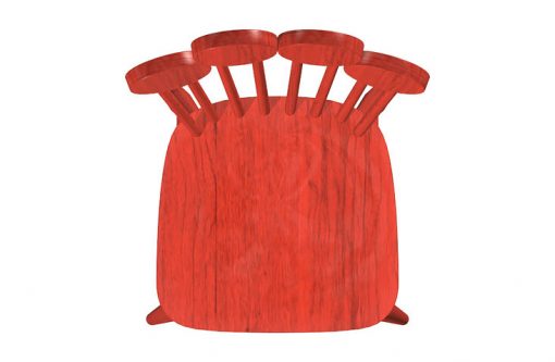 Dizajnová stolička PAF v červenej farbe, pohľad zvrchu.