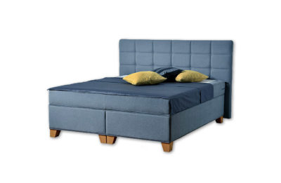 Komfortná posteľ hotelového typu BED-BOX, FLORENCIA 2 v modrej farbe.