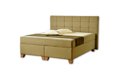 Komfortná posteľ hotelového typu BED-BOX, FLORENCIA 2 v horčicovej farbe.