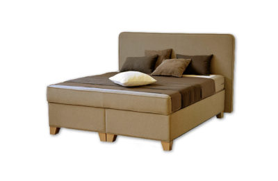 Komfortná posteľ hotelového typu BED-BOX FLORENCIA 1 v horčicovej farbe.