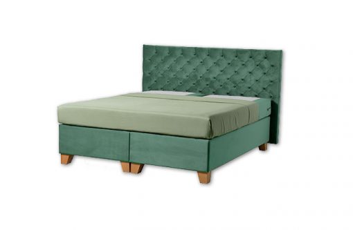 Komfortná čalúnená posteľ hotelového typu BED-BOX, FLORENCIA 3 v zelenej farbe.