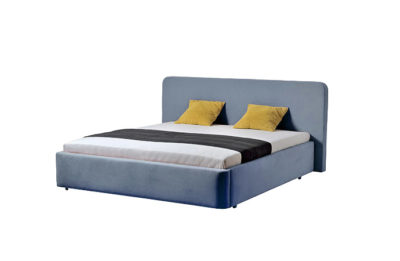 Moderná čalúnená posteľ SALERNO v modrej farbe,